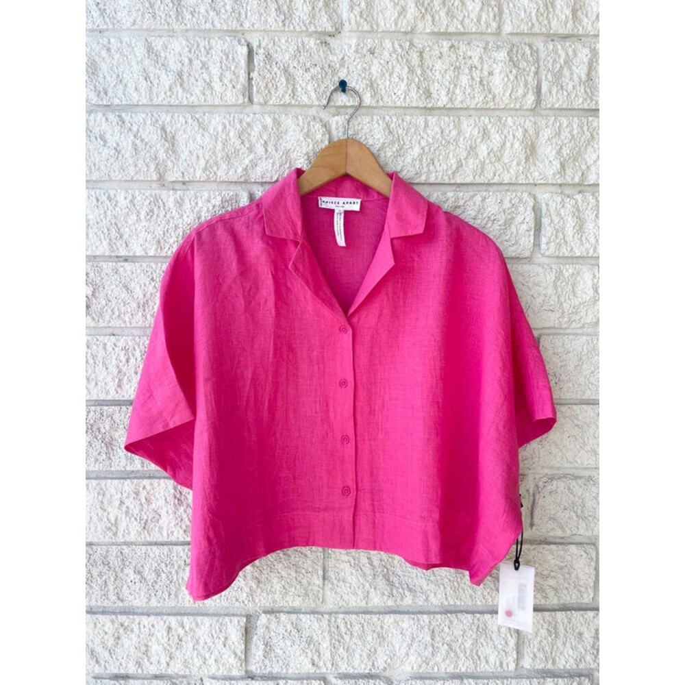Apiece Apart NWT Serra India Pink Linen Camp Shirt Top Blouse XS